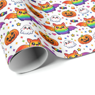 Papier Cadeau 🦇🌈 Fête Arc-en-Ciel Effrayante