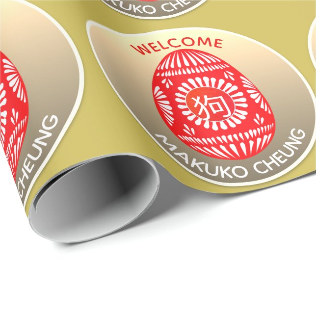 Papier Cadeau Fête chinoise de gingembre d'oeuf rouge - Personna (Coin rond)