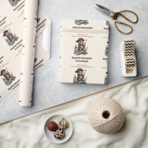 Papier Cadeau Fête d'anniversaire à thème de l'ours pirate