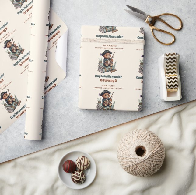Papier Cadeau Fête d'anniversaire à thème de l'ours pirate (Artisanat)