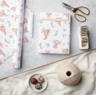 Papier Cadeau Fête d'anniversaire adorable à l'aquarelle avec Ax
