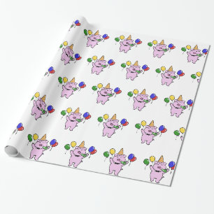Papier Cadeau Fête d'anniversaire avec un cochon mignon choisir 