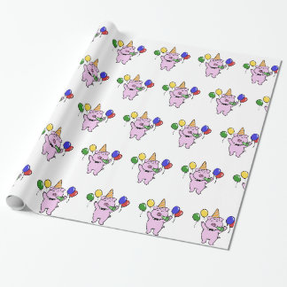 Papier Cadeau Fête d'anniversaire avec un cochon mignon|choisir 