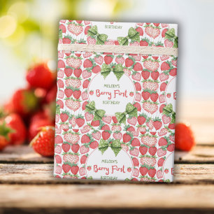 Papier Cadeau Fête d'anniversaire de Berry avec des fraises pour