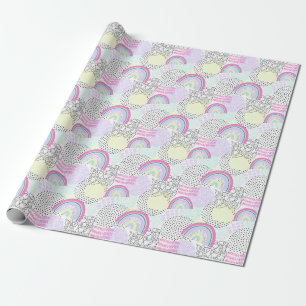 Papier Cadeau Fête d'anniversaire de fille super mignonne style 