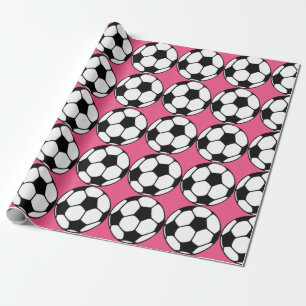 Papier Cadeau Fête d'anniversaire de la fille rose Ball de footb