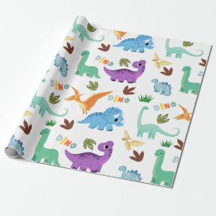 Papier Cadeau Fête d'anniversaire de motif Dinosaur incomparable
