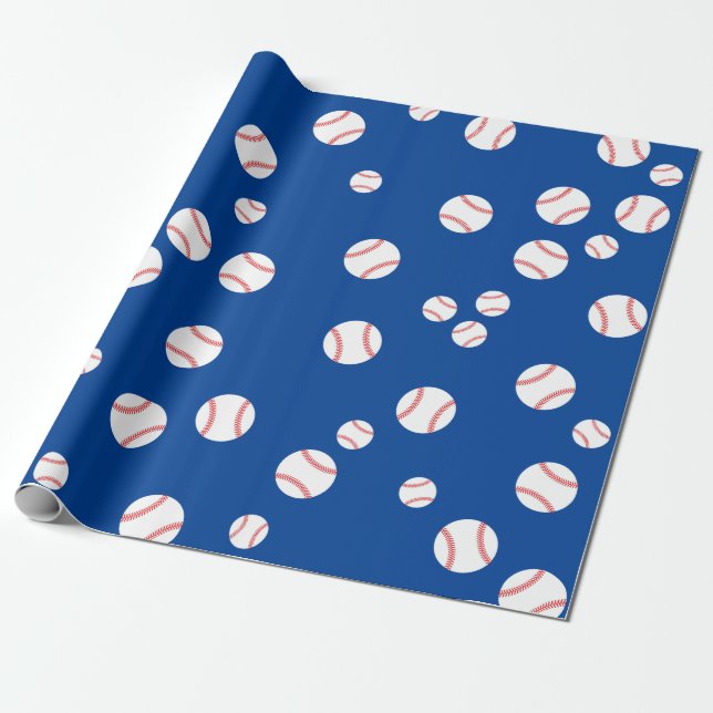 Papier Cadeau Fête d'anniversaire de sports mignons de base-ball (Déroulé)