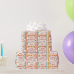 Papier Cadeau Fête d'anniversaire de Super fille de marguerites 