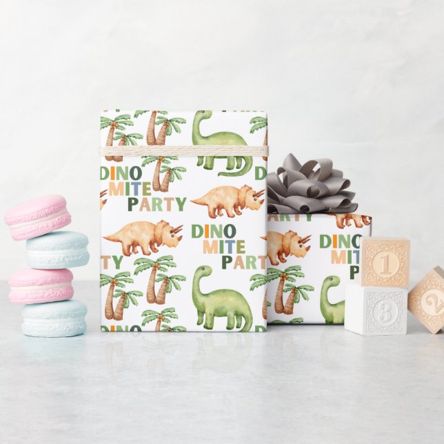 Papier Cadeau Fête d'anniversaire Dino-mite (Baby Shower)