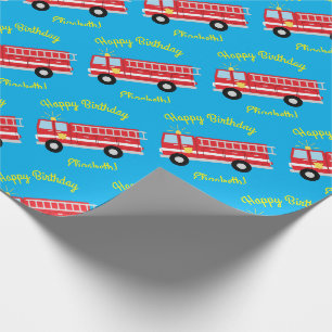 Papier Cadeau Fête d'anniversaire du camion d'incendie