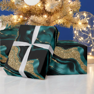 Papier Cadeau Fête d'anniversaire élégante à paillettes de teal