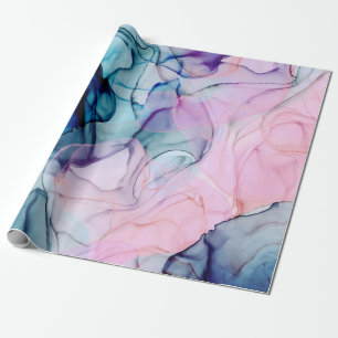 Papier Cadeau Fête d'anniversaire Ethérée Teal & Rose Encre Glam