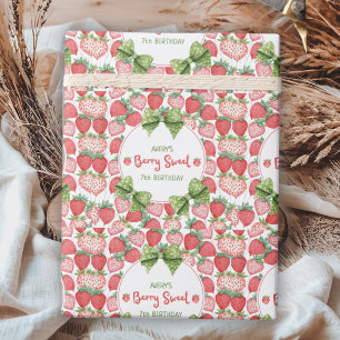 Papier Cadeau Fête d'anniversaire fraise Berry Sweet 7 ans