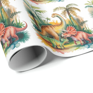 Papier Cadeau Fête d'anniversaire garçon thème dinosaures