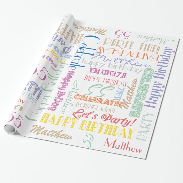 Papier Cadeau Fête d'anniversaire ! NOM et âge de la fontographi (Déroulé)
