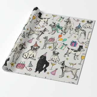 Papier Cadeau fête d'anniversaire pour chiens lunettes