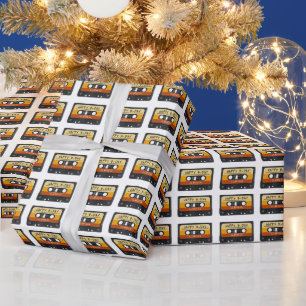 Papier Cadeau Fête d'anniversaire rétro cassette audio