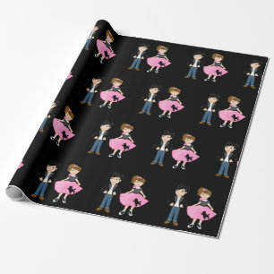 Papier Cadeau Fête d'anniversaire Retro Sock Hop