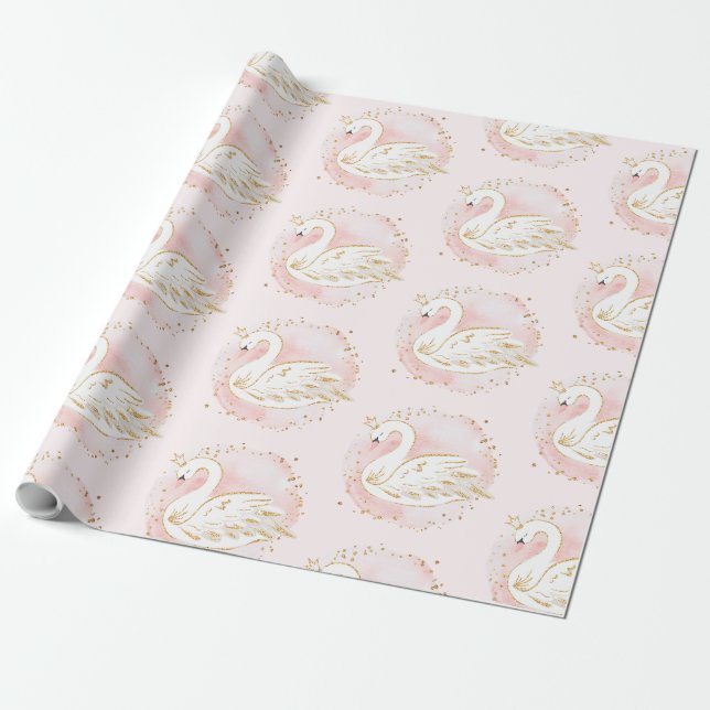 Papier Cadeau Fête d'anniversaire rose de princesse baby shower (Déroulé)
