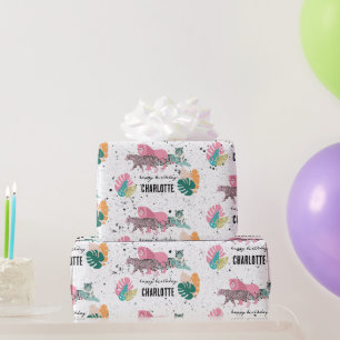 Papier Cadeau Fête d'anniversaire sauvage Jungle Animaux Anniver
