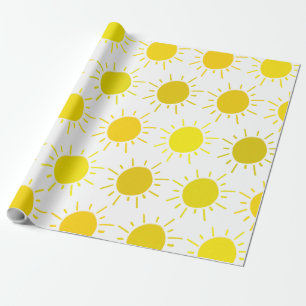 Papier Cadeau Fête d'anniversaire soleil jaune fantaisiste Sunsh