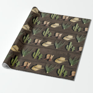 Papier Cadeau Fête d'anniversaire Western Cowboy rustique Rodéo 