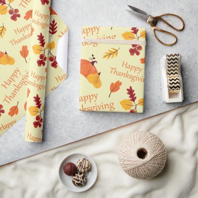 Papier Cadeau Fête d'automne Citrouilles et congé d'automne Than (Artisanat)