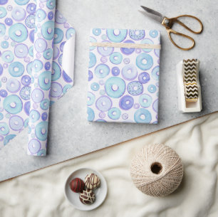 Papier Cadeau Fête de bébé garçon avec gâteaux bleus aquarelle