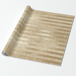 Papier Cadeau Fête de Champagne : Glittery Gold Stripes