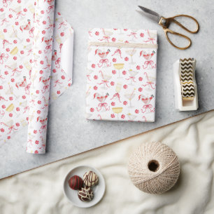 Papier Cadeau Fête de cocktail de Noël au Père Noël aquarelle