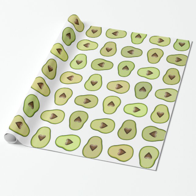 Papier Cadeau Fête de Fête de Bébé Fruit de Coeur d'Avocat (Déroulé)