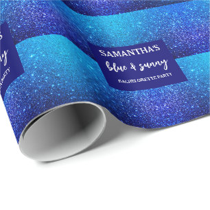 Papier Cadeau Fête de Fiançailles Paillettes Bleues
