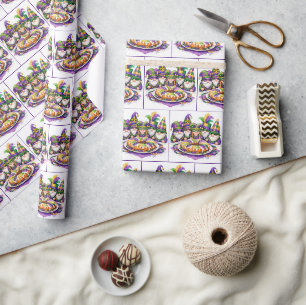 Papier Cadeau Fête de Gnome Mardi Gras avec la Galette des Rois