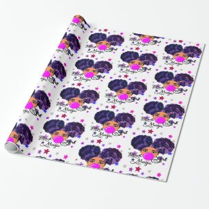 Papier Cadeau Fête de la Fête des Filles de l'Afro Puffs