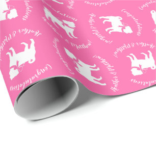 Papier Cadeau Fête de la fête du chien Carlin rose