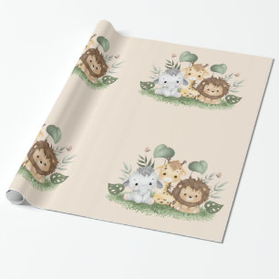 Papier Cadeau Fête de la fleur sauvage Safari animalier