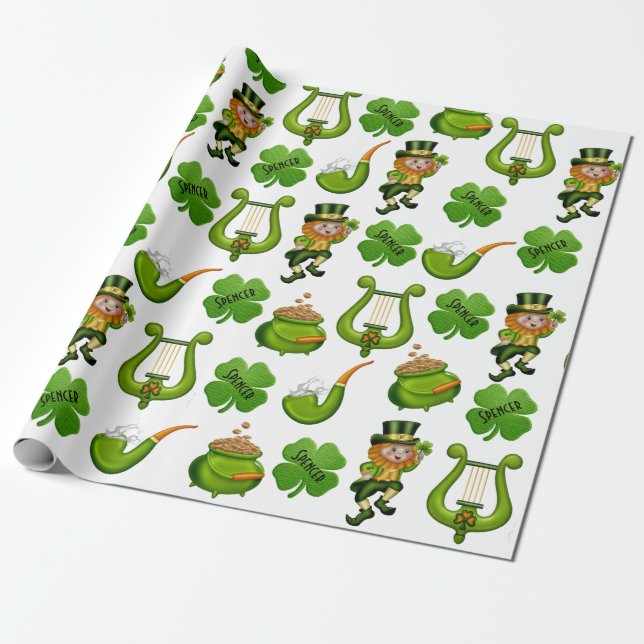 Papier Cadeau Fête de la Saint-Patrick personnalisée (Déroulé)