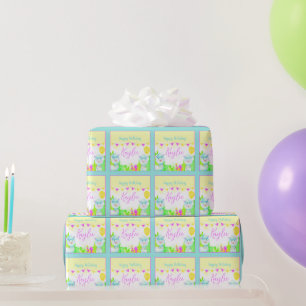 Papier Cadeau Fête de Llamas anniversaire enfant personnalisé  