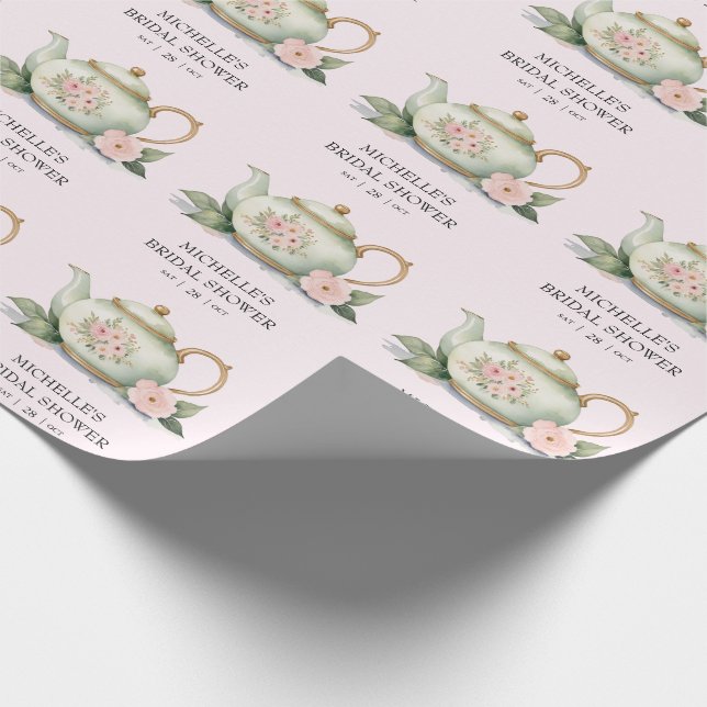 Papier Cadeau Fête de mariage avec thé aquarellé personnalisé (Coin)