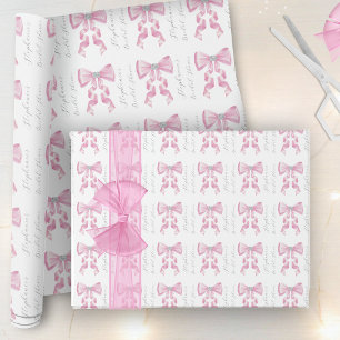 Papier Cadeau Fête de mariage Coquette Glam avec un nœud rose