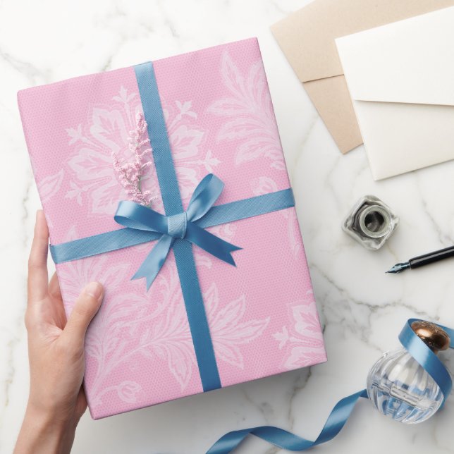 Papier Cadeau Fête de mariage en dentelle florale rose (Cadeaux)