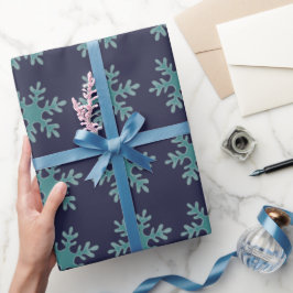 Papier Cadeau Fête de Noël Blue Winter Snowflake Motif