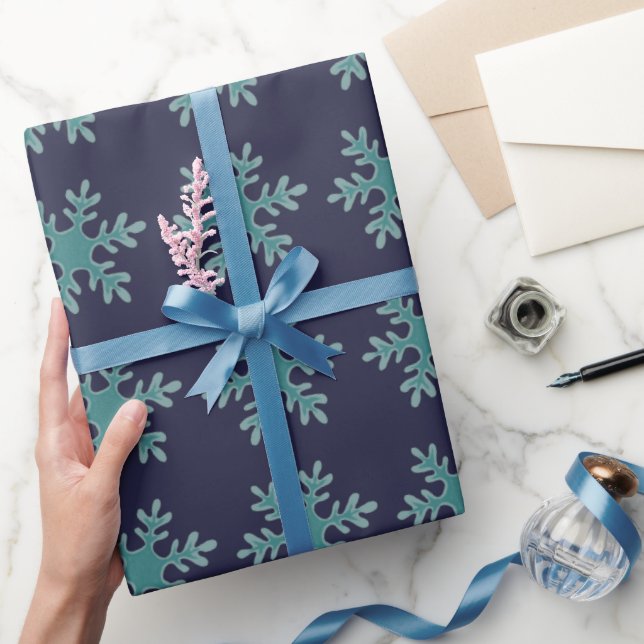 Papier Cadeau Fête de Noël Blue Winter Snowflake Motif (Cadeaux)