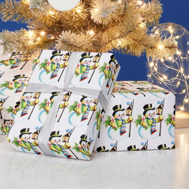 Papier Cadeau fête de Noël de bonhomme de neige (Vacances)