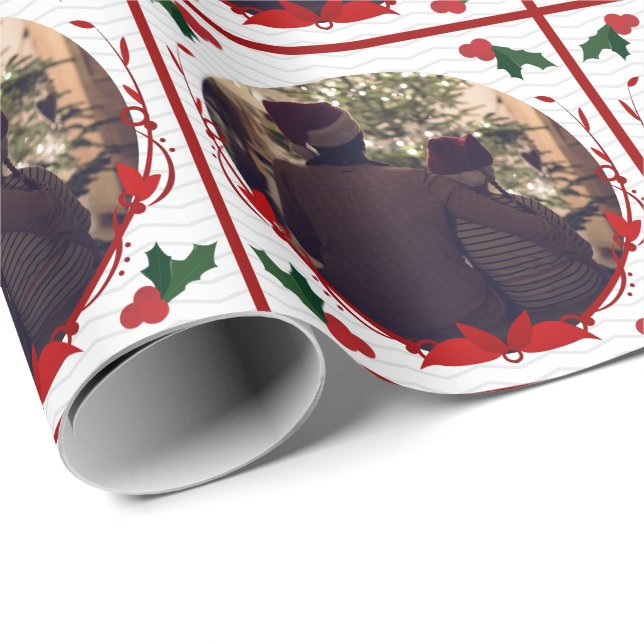 Papier Cadeau Fête de Noël de la Famille Rouge blanche (Coin rond)