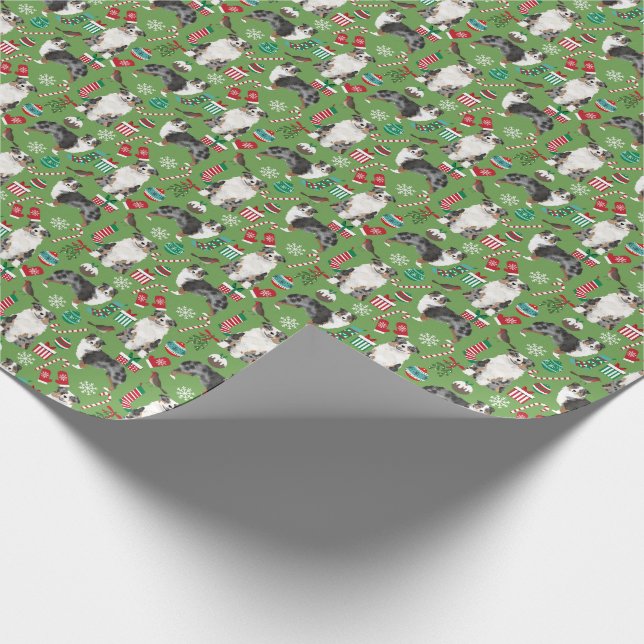 Papier Cadeau Fête de Noël de l'Australien Shepherd Blue Merle (Coin)