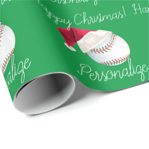 Papier Cadeau Fête de Noël de Père Noël de baseball personnalisé