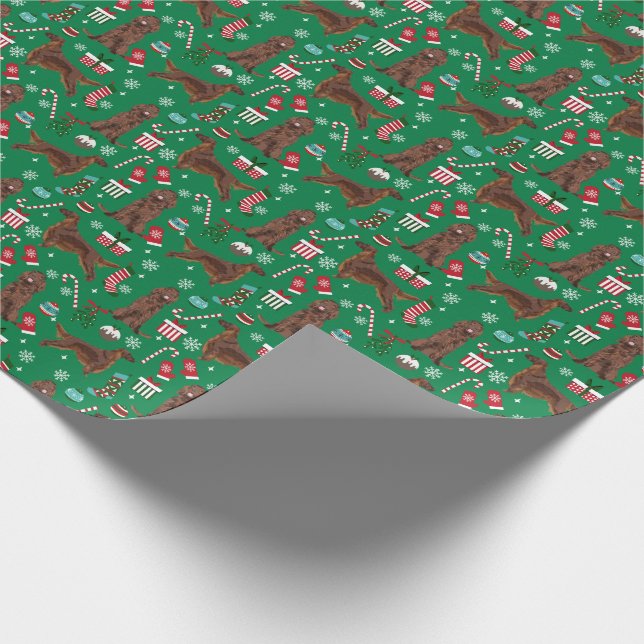 Papier Cadeau Fête de Noël de Setter Dog (Coin)