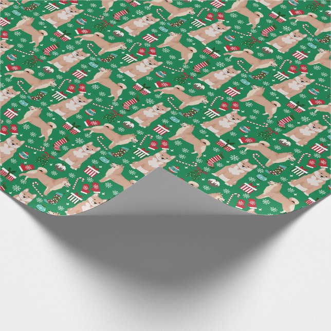 Papier Cadeau Fête de Noël de Shiba Inu (Coin)